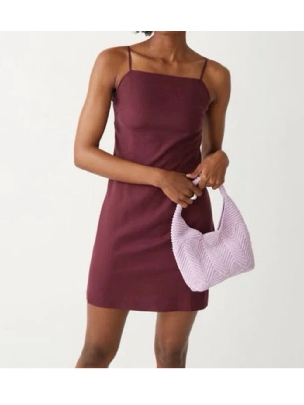 & Other Stories Burgundy Strappy Slip Dress